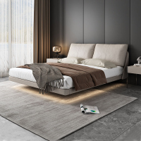 悬浮床极简意式轻奢真皮床2022年新款主卧皮床现代简约网红软包床