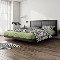 悬浮床极简意式轻奢真皮床主卧皮床ins网红现代简约带感应灯