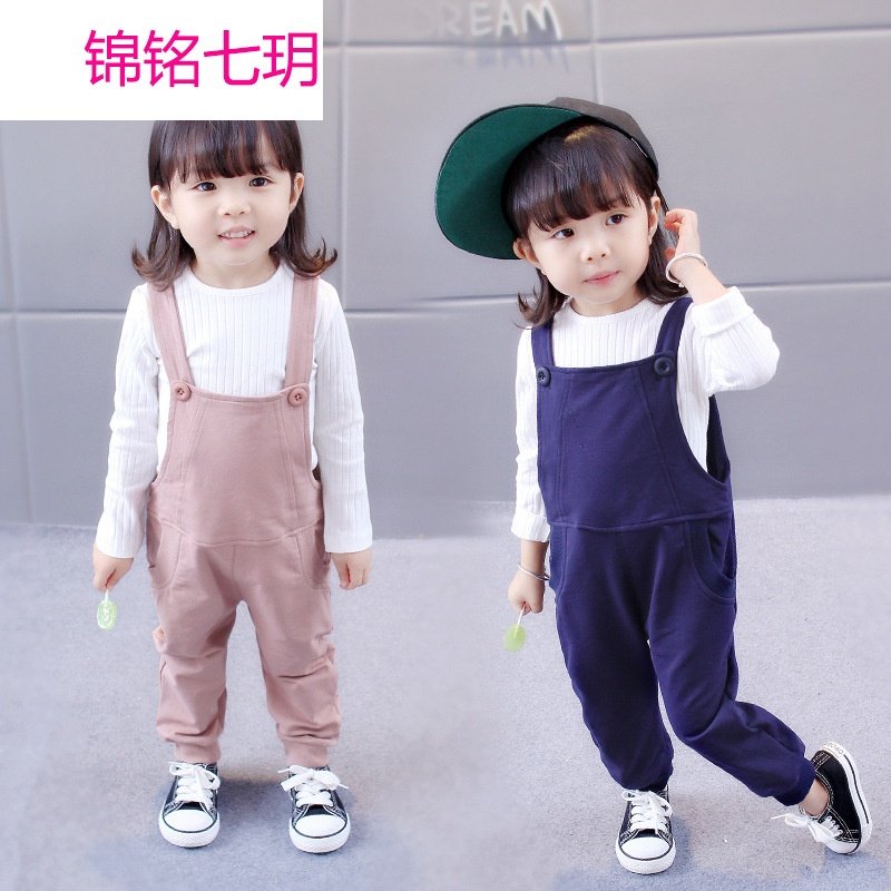 锦铭七玥秋季女宝宝婴儿童装衣服0-4岁女童韩版公主春秋款5背带裤套装潮服