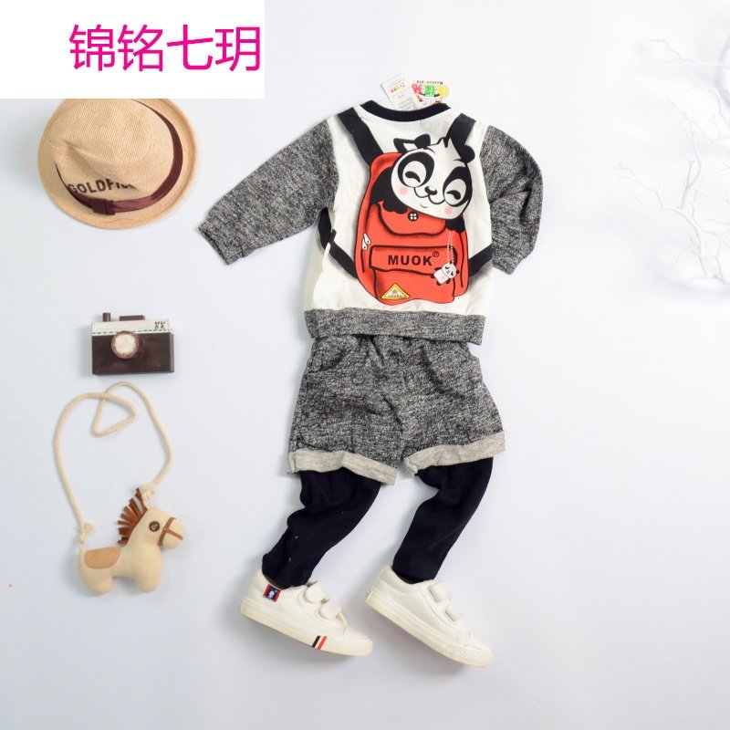 锦铭七玥2017秋季新款童套装1-3岁纯棉婴童服饰儿童韩版童装代发