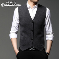 千锦鸟(Qianjinniao)男士马甲春秋薄款休闲透气西装马夹背心2022新款中青年商务休闲开衫外套无袖外穿坎肩春上
