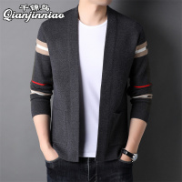 千锦鸟(Qianjinniao)男士无扣开衫外套中青年休闲百搭针织保暖线衣2022春秋季新款男装爸爸装毛衣上衣