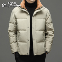 千锦鸟2022新款男士羽绒服短款中青年帅气休闲大立领夹克外套时尚面包羽绒冬装90白鸭绒帅气棉衣棉袄大学生男朋友服饰礼物
