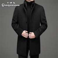 千锦鸟派克服男士羊毛呢子大衣加厚外套中长款兔毛内胆水貂毛领中老年爸爸高档皮草大衣2022冬季新款厚款棉袄棉服