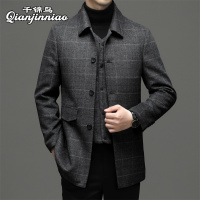 千锦鸟男士双面呢子夹克外套白鹅绒内里马甲可拆卸一衣三穿2022冬季公务员领导干部帅气男装棉袄棉服上衣中年爸爸装父亲节礼物