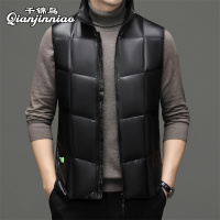 千锦鸟男士羽绒连帽马甲外套可外穿2022冬季新款中青年翻领坎肩无袖90白鸭绒保暖背心大学生时尚帅气纯色百搭马夹