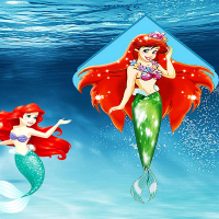 风筝潍坊美少女美人鱼儿童卡通鱼闪电客易飞微风好飞女孩美女网红长尾