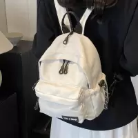 闪电客休闲百搭ins小众女式双肩包2024新款帆布后背包小书包斜肩包