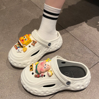 闪电客洞洞鞋女外穿夏季外穿办公室增高沙滩包头凉鞋男