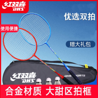 红双喜(DHS)羽毛球拍双拍24磅进攻型羽拍超轻套装