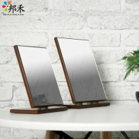 邦禾实木梳妆镜台式化妆镜欧式镜子便携式木质台面镜折叠高清美容镜子