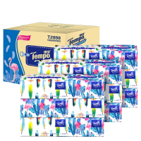 Temp得宝抽纸4层加厚餐巾纸面巾纸卫生纸抽18包整箱家庭装