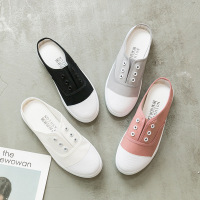 小白鞋女夏季无后跟帆布鞋学生鞋韩版懒人鞋百搭半拖41码