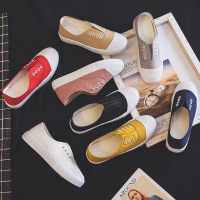 2020春夏新款帆布鞋女学生百搭韩版厚底女板鞋多色休闲假系带布鞋