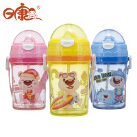 清仓款日康带吸管宝宝透明水壶水杯防漏杯400ml RK-3443 方便携带 颜色随机