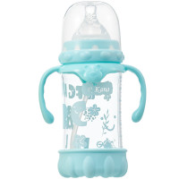 清仓款日康RK-3107有柄自动玻璃奶瓶(240ml) 颜色随机