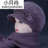 冬天老年人帽子女加绒加厚妈妈保暖帽兔毛中老年人针织毛线帽围巾