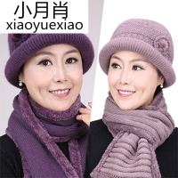 秋冬季中老年帽子女针织老人帽奶奶老太太毛线保暖中年妈妈帽围巾