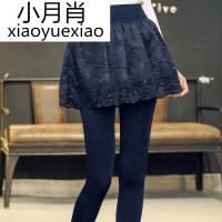 外穿加绒加厚假两件蕾丝打底裤裙裤女士春秋显瘦踩脚大摆长裤子