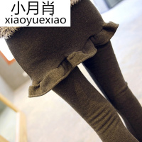 韩版秋冬款荷叶边假两件打底裤裙裤加厚加绒带裙子外穿女士不起球