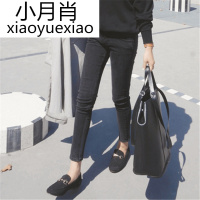 黑色牛仔裤女长裤高腰韩版学生弹力显瘦烟灰色小脚铅笔裤子 九分