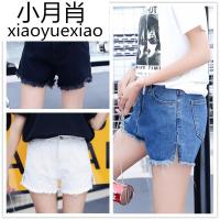 韩版高腰牛仔短裤女夏百搭显瘦阔腿裤黑色毛边开叉宽松学生热裤潮