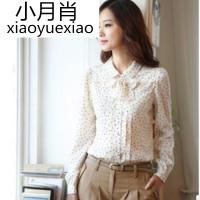 新款女装韩国雪纺衫 女士长袖泡泡袖宽松雪纺碎花衬衫 工厂直销