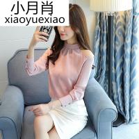 2017秋季韩版立领衬衫露肩雪纺衫长袖漏肩上衣女士性感显瘦小衫