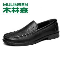 木林森2019新款专柜正品ins超火男鞋夏季皮鞋男春季男士真皮懒人鞋套脚软面皮商务休闲鞋百搭鞋
