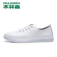 木林森2019新款男鞋潮鞋春季白色板鞋男韩版透气小白鞋男系带鞋子