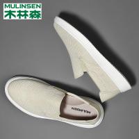 木林森2019新款专柜正品秋季布鞋男透气帆布鞋男士休闲鞋男板鞋一脚蹬懒人鞋男