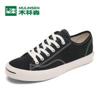 木林森2019新款专柜正品秋季帆布男鞋黑色板鞋韩版秋鞋百搭潮鞋学生布鞋