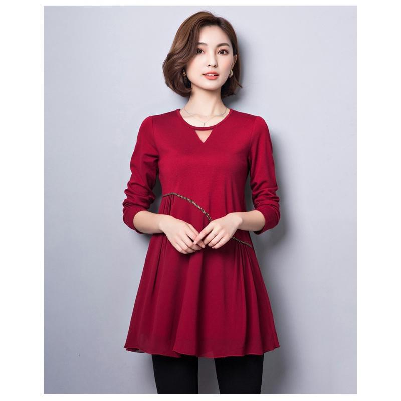 新款式秋冬大码女装胖mm雪纺衫宽松遮肚子t恤上衣加肥加大a字裙摆打底