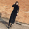新款式2021冬新款针织蕾丝连衣裙修身打底裙韩版中长款半高领拼接长裙女-定制款