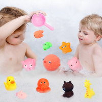 [买6送1勺,买10送2勺]搪胶动物宝宝戏水洗澡玩具捏捏叫发声玩具 捏捏叫随机一只