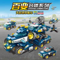 星卡比积木百变合体系列8款合成系列小颗粒积木玩具-FC3806天启铠甲警车八合一-669颗粒