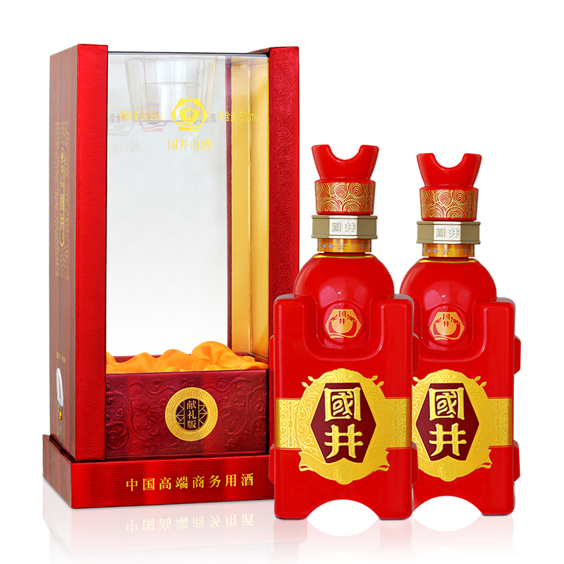 白酒礼盒52度国井国6献礼版500ml2瓶礼盒装国井香型高端商务用酒