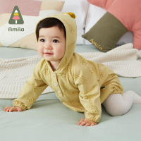 啊咪啦童装2021婴儿连体衣纯棉春秋宝宝哈衣爬服包屁衣外穿