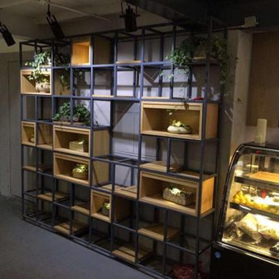铁艺屏风隔断墙美式实木时尚复古客厅玄关置物架格子架LOFT展示架壹德壹