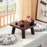 新款创意全实木榻榻米小茶几床上方桌地台桌矮桌家用飘窗桌阳台国学桌炕桌碳化色小号+2坐垫整装壹德壹