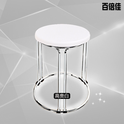 新款创意简约现代家用简易不锈钢凳子加厚钢筋圆凳实木凳面餐桌凳白色六连吸塑壹德壹