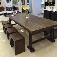 时尚新款定制仿古功夫茶几茶台原木餐桌大板桌创意办公洽谈桌茶桌椅组合桌180*80*75实木8公分组装壹德壹