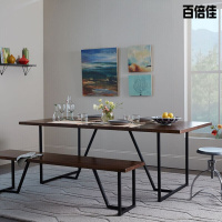 新款创意loft美式乡村办公家具北欧实木长方形桌酒吧咖啡厅西餐桌椅组合壹德壹