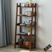 新款创意实木书架落地客厅靠墙创意储物架简易阳台花架北欧梯形置物架卧室壹德壹
