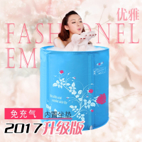可折叠泡澡桶免充气全身沐浴桶洗澡盆家用塑料圆形浴缸尼龙桶[全身夹棉送盖子]壹德壹