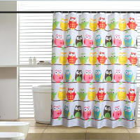 卫生间防水加厚防霉可爱浴帘卡通浴室免打孔隔断窗帘涤纶布淋浴帘240宽*200高+3.0杆送挂钩壹德壹
