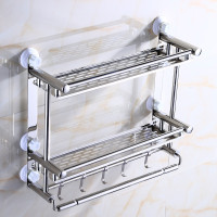 卫生间置物架吸壁式不锈钢2层三层浴室洗漱台厕所墙上壁挂免打孔三层架60cm[打孔]其中一层25cm壹德壹