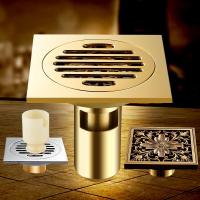 卫生间地漏全铜防臭仿古浴室淋浴房洗衣机三通地漏方形不锈钢滤网壹德壹