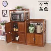 楠竹多功能储物柜微波炉架子木家用厨房置物架落地多层带收纳柜壹德壹