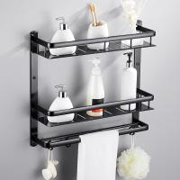 黑色太空铝置物架欧式免打孔卫生间浴室洗澡间挂件双层沐浴露台壹德壹